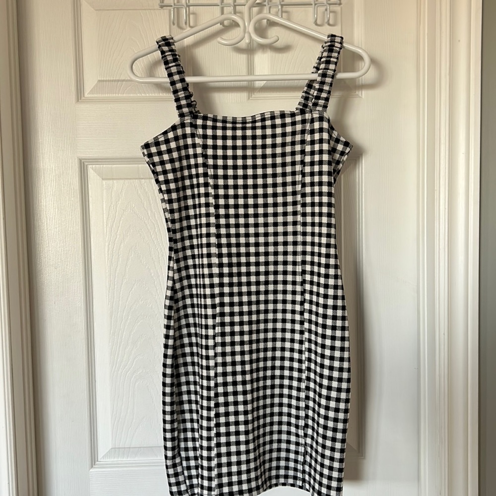 Black and white checkered dress